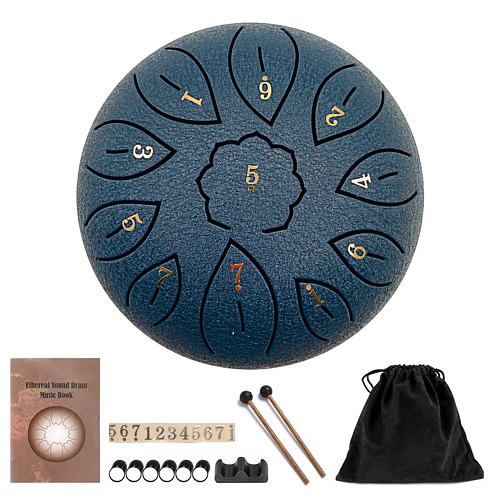 Tongue drum nomade gris 11 notes vu de dessus