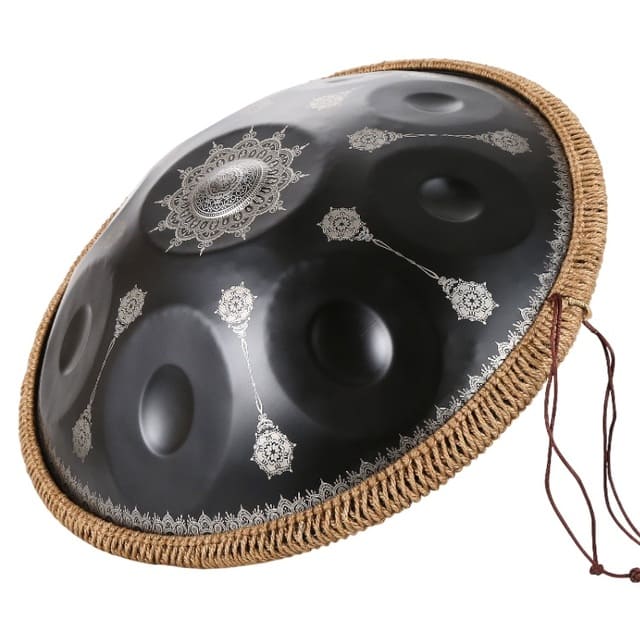 Vue de profil du handpan céleste : coques et bord assemblés