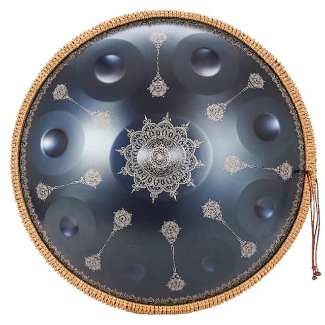 Handpan céleste finition bleue vu de dessus, 10 notes accordées
