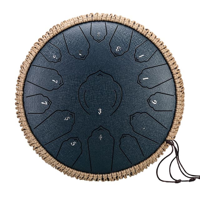 Tongue drum 35 cm en coloris sombre sur parquet clair