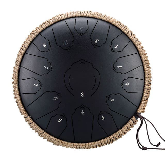 Détail du numérotage des 15 notes du tongue drum 35 cm